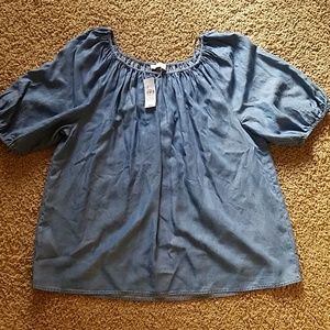 NWT Loft Chambray Off The Shoulder Blouse